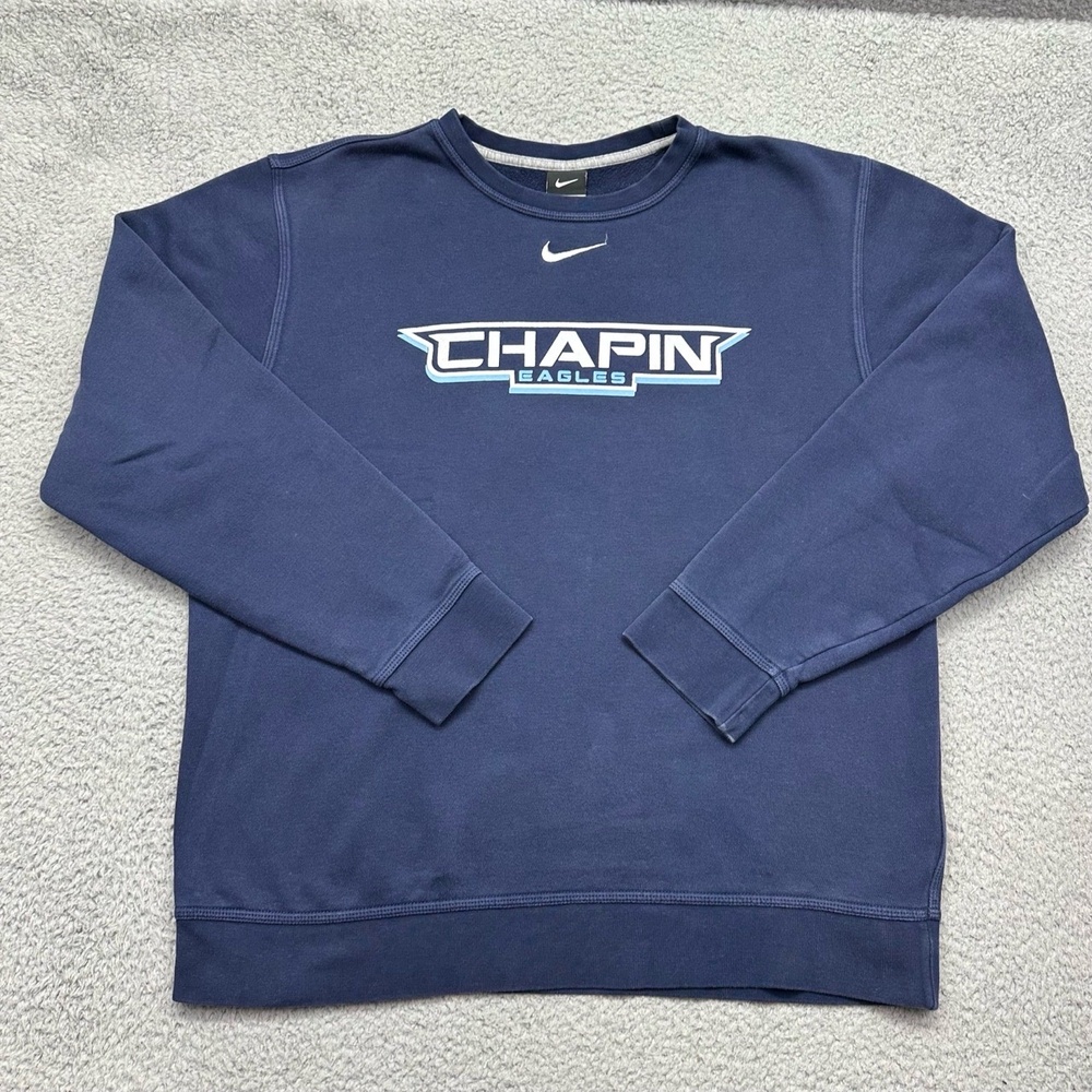 Nike 598438-419 Medium Chapin Eagles Team Club Fleece Navy Crewneck Sweatshirt‎